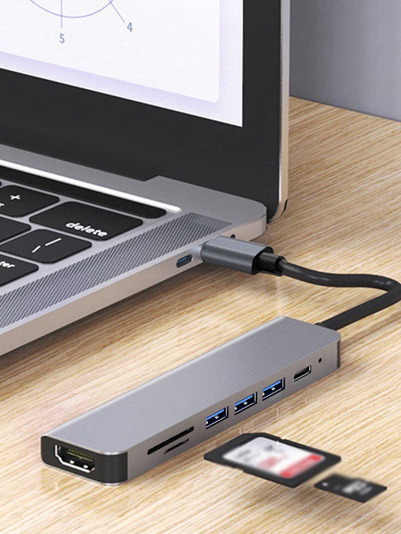 Laptop Accessories Display - Cross-border 7-in-1 USB hub with Type-C
