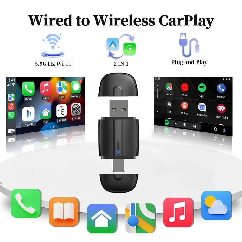 2in1 USB&Typ-C Wireless Carpla - Usb C Power Adapter recension och pris